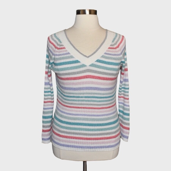 New York & Co Striped Shimmery Sweater - Picture 1 of 6